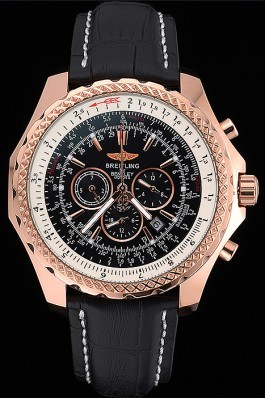 Breitling Bentley Motors Speed Gold Case Black Dial Black Leather Bracelet 622232 Fake Breitling Bentley