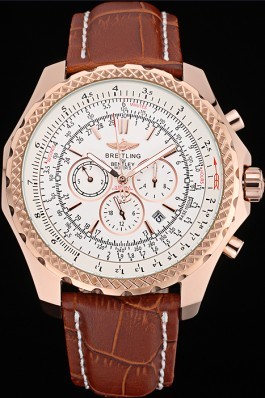 Breitling Bentley Motors Speed Gold Case White Dial Brown Leather Bracelet 622233 Fake Breitling Bentley