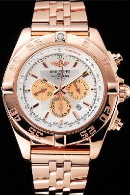 Breitling Chronomat 44 White Dial Rose Gold Bracelet 622518 Breitling Chronomat