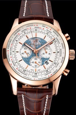 Breitling Chronomat Blue Dial Stainless Steel Case Gold Bezel Blue Leather Strap Breitling Chronomat