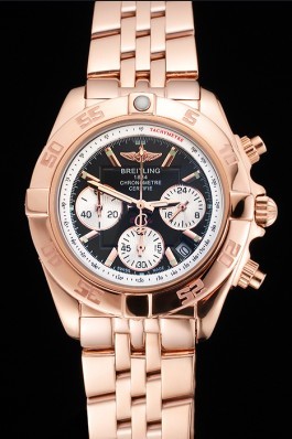 Breitling Chronomat Quartz Dark Blue Dial Rose Gold Case And Bracelet Breitling Chronomat