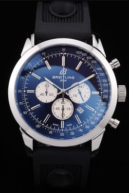 Breitling Transocean Black Dial Black Rubber Strap Polished Stainless Steel Bezel Breitling Replica