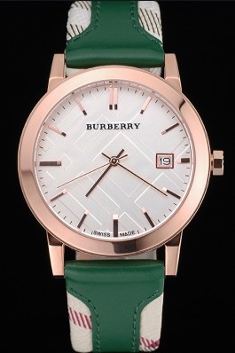 Replica Burberry The City Classic Silver Dial Green Bracelet  622564