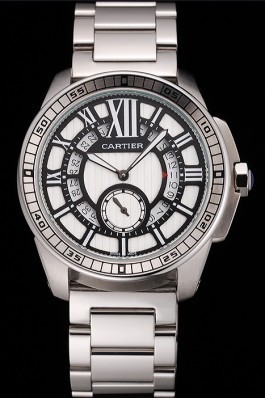 Cartier Calibre De Cartier Small Seconds Black And White Dial Stainless Steel Case And Bracelet Cartier Replica