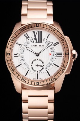 Cartier Calibre De Cartier Small Seconds White Dial Rose Gold Case And Bracelet Cartier Replica