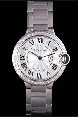 Cartier Ballon Bleu 42mm White Dial Diamonds Stainless Steel Case And Bracelet Cartier Replica