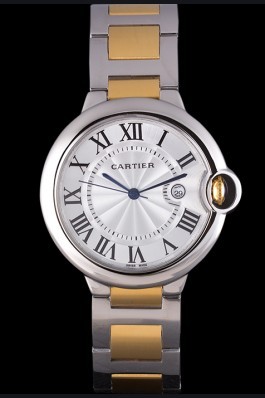 Cartier Ballon Bleu 42mm White Dial Stainless Steel Case Two Tone Bracelet Cartier Replica