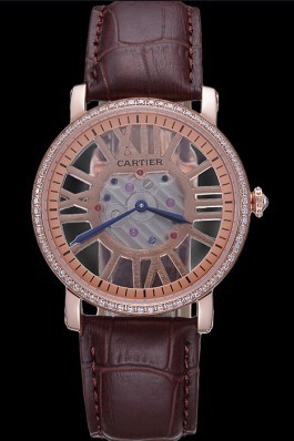 Cartier Rotonde Skeleton Flying Tourbillon Brown 621961 Cartier Replica