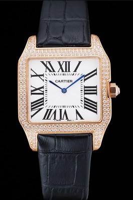 Cartier Santos 100 Diamond Rose Gold Bezel 621925 Cartier Replica