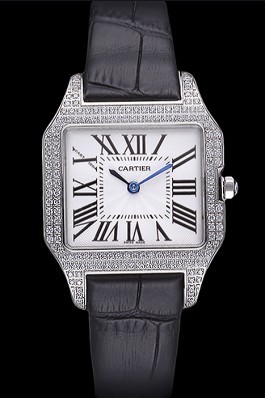 Cartier Santos 100 Diamond Silver Bezel 621909 Cartier Replica
