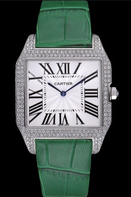 Cartier Santos 100 Diamond Silver Bezel 621929 Cartier Replica
