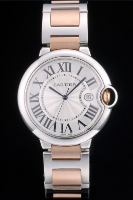 Cartier Ballon Bleu 42mm White Dial Stainless Steel Case Two Tone Rose Gold Bracelet Cartier Replica