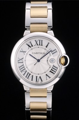Cartier Ballon Bleu 42mm White Dial Stainless Steel Case Two Tone Gold Bracelet Cartier Replica