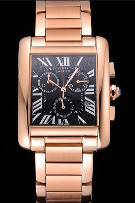 Cartier Tank MC Black Dial Rose Gold Case And Bracelet 622703 Cartier Replica