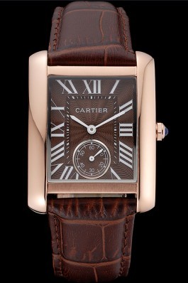 Cartier Tank MC Gold Case Brown Dial Brown Leather Strap 622175 Cartier Replica