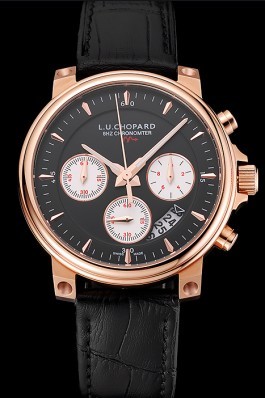 Chopard L.U.C 8HF Power Control Black Dial Black Leather Bracelet 1454002 Chopard Replica