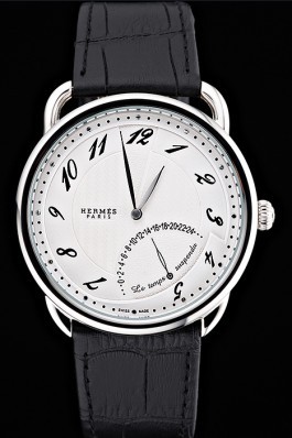 Hermes Classic Croco Leather Strap White Dial 801403 Hermes Replica Watches