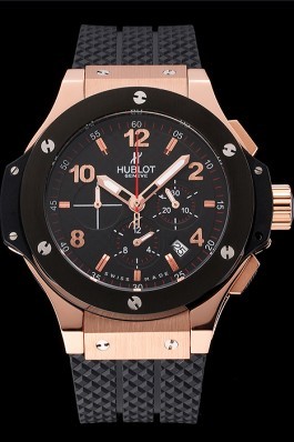 Hublot Big Bang King Black Strap Gold Dial Watch Replica Watch Hublot