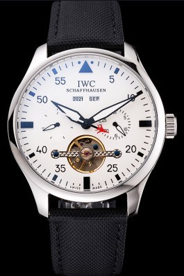 IWC Pilot Tourbillon White Dial Stainless Steel Case Black Textile Strap Iwc Replica