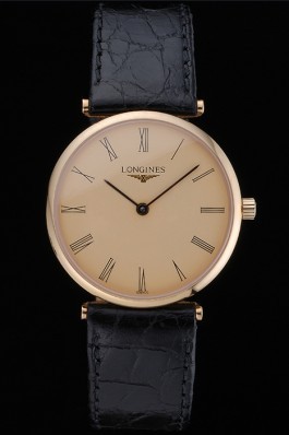 Longines La Grande Classique Champagne Dial Black Leather Band Homme 622123 Replica Longines Classic