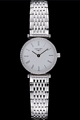 Longines La Grande Classique Stainless Steel White Dial Diamond Bezel Femme 622110 Replica Longines Classic