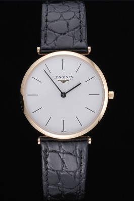 Longines La Grande Classique White Dial Black Leather Strap Homme 622115 Replica Longines Classic
