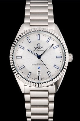 Omega Globemaster Silver Dial Blue Hands Stainless Steel Case And Bracelet Best Omega Replica