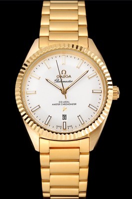 Omega Globemaster White Diak Gold Case And Bracelet Best Omega Replica