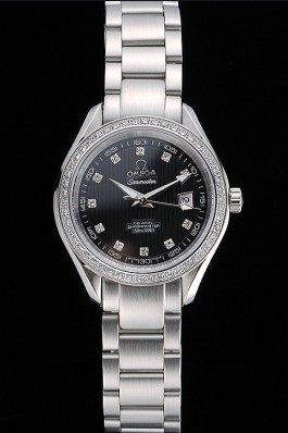 Omega Seamaster Aqua Terra Black Dial Diamond Case Stainless Steel Bracelet 622449 Omega Replica Seamaster