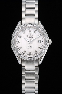 Omega Seamaster Aqua Terra White Dial Diamond Case Stainless Steel Bracelet 622448 Omega Replica Seamaster