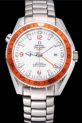 Omega Seamaster GMT White Dial Orange Bezel Stainless Steel Case 622718 Omega Replica Seamaster