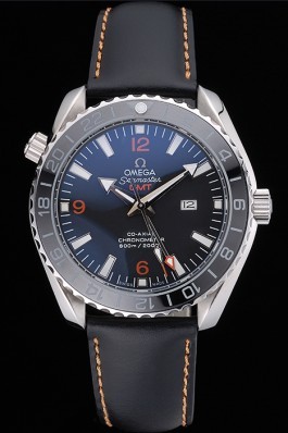 Omega Seamaster Planet Ocean GMT Black Dial Black Leather Band 622393 Omega Replica Seamaster