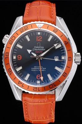 Omega Seamaster Planet Ocean GMT Orange Dial Orange Leather Band 622395 Omega Replica Seamaster