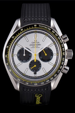 Omega Speedmaster Black Rubber Bracelet White Dial 801422 Omega Speedmaster Replica