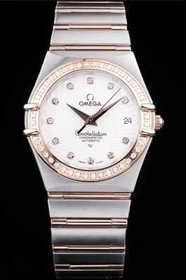 Omega Swiss Constellation Jewelry Diamond Case Radial Emblem White Dial  Best Omega Replica