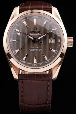 Omega Swiss Seamaster Railmaster Brown Strap Brown Striped Dial Omega Replica Seamaster