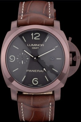 Panerai Luminor Brown Leather Strap Black Dial 80160 Panerai Luminor Replica