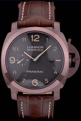 Panerai Luminor Brown Leather Strap Black Dial 80161 Panerai Luminor Replica