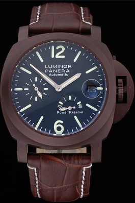 Panerai Luminor Brown Leather Strap Black Dial 80162 Panerai Luminor Replica