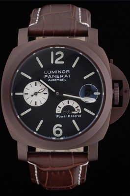 Panerai Luminor Brown Leather Strap Black Dial 80163 Panerai Luminor Replica