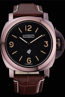 Panerai Luminor Brown Leather Strap Black Dial 80164 Panerai Luminor Replica