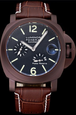 Panerai Luminor Brown Leather Strap Black Dial 80165 Panerai Luminor Replica