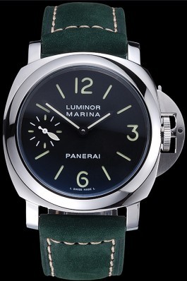 Panerai Luminor Marina Polished Stainless Steel Bezel Green Leather Bracelet 622310 Panerai Luminor Replica