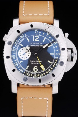 Panerai Luminor Submersible Black Dial Leather Bracelet Panerai Luminor Replica