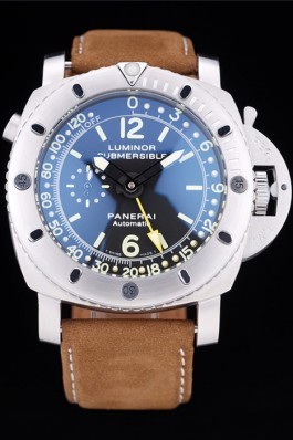 Panerai Luminor Submersible Black Dial Suede Leather Bracelet Panerai Luminor Replica