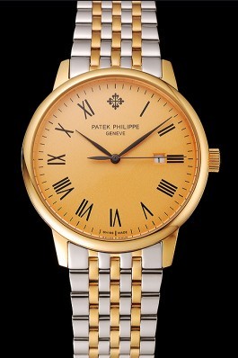 Patek Philippe Calatrava Gold Dial Yellow Gold Case Two Tone Bracelet 1453825 Aaa Grade Patek Philippe Replica