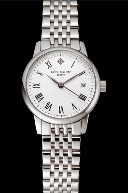 Patek Philippe Calatrava Ladies White Dial Stainless Steel Case And Bracelet 1453834 Aaa Grade Patek Philippe Replica