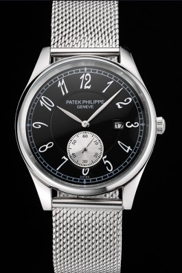 Patek Philippe Calatrava Small Seconds Black Dial Stainless Steel Case And Bracelet Aaa Grade Patek Philippe Replica