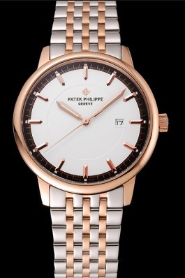 Patek Philippe Calatrava White Dial Rose Gold Case Two Tone Bracelet 1453831 Aaa Grade Patek Philippe Replica