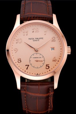 Patek Philippe Calatrava Rose Dial Rose Gold Case Brown Leather Strap 622836 Fake Patek Philippe